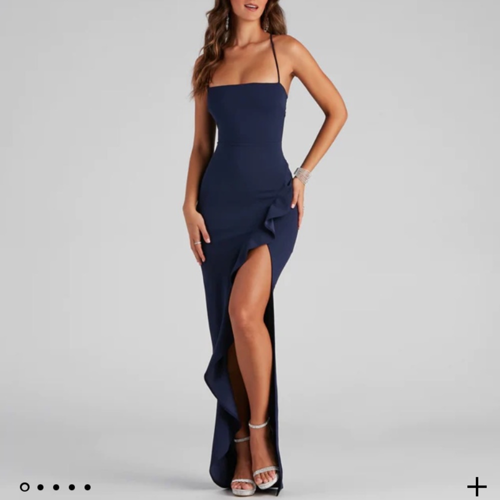 Windsor Tiffany Sleeveless High Slit Formal Dress Navy Size XS